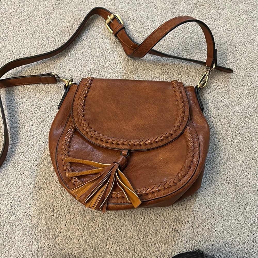 Mindy Mae Brown Leather Like Purse